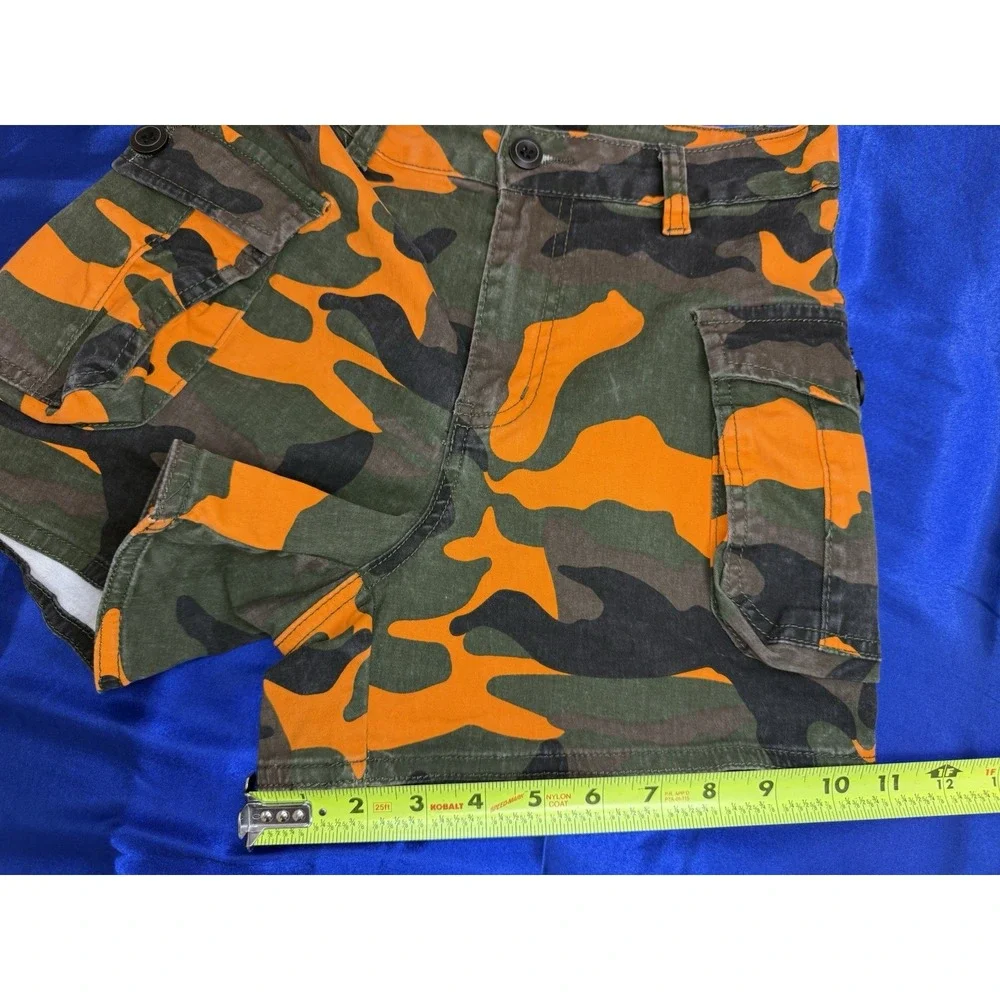 American Bazi Los Angeles Women's Small Utility Cargo Orange Camo Shorts Hiking